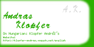 andras klopfer business card